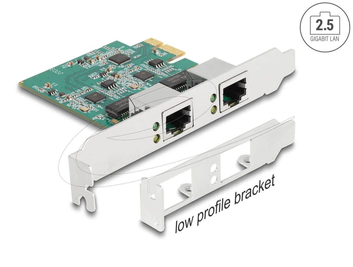 PCI Express x1 to 2x RJ45 2,5 Gigabit LAN Delock 88101
