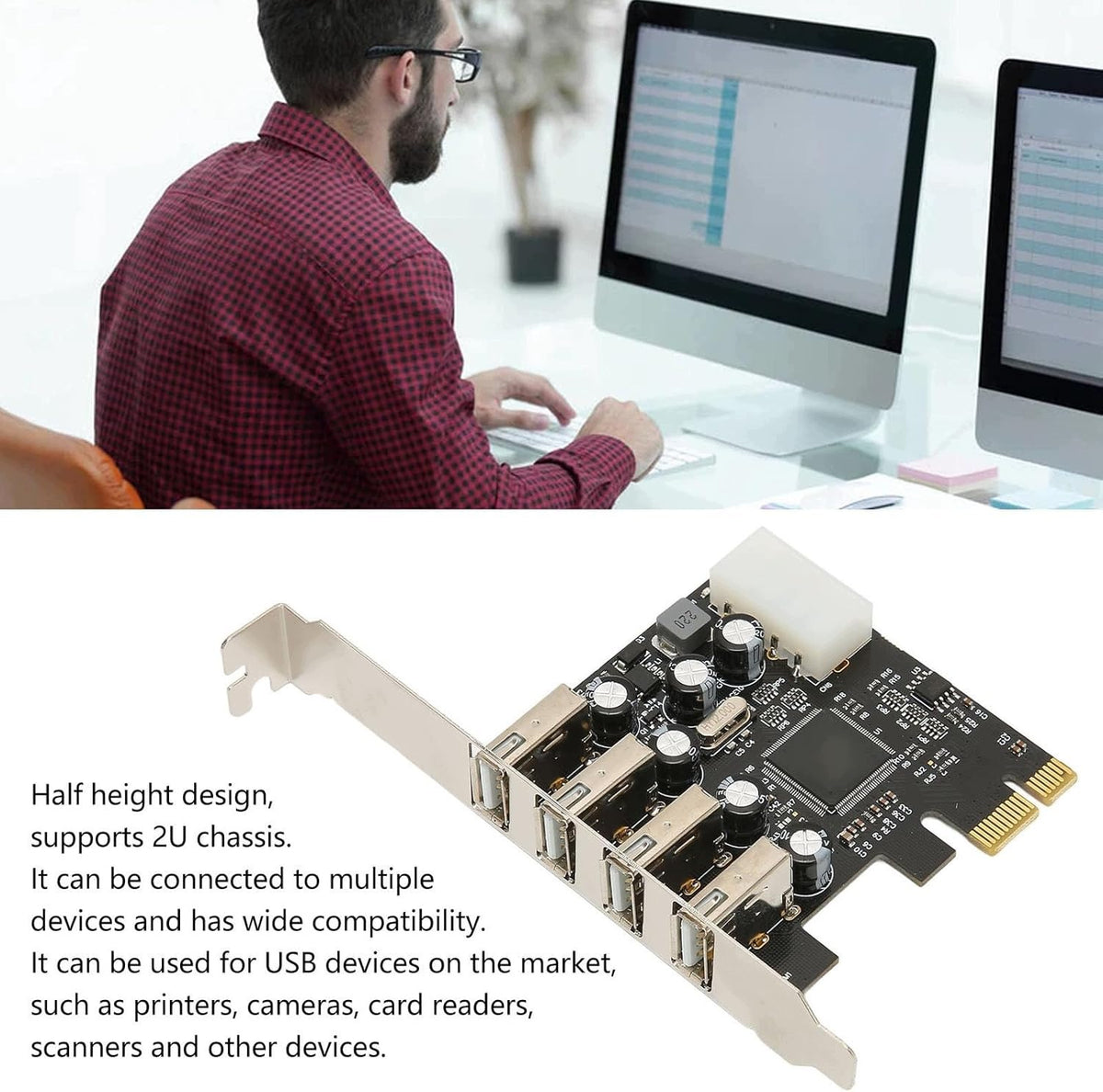 PCIE EXPANSION CARD TO USB 2.0 4 PORTS HUB ADAPTER Manufacturer code KARTA ROZSZERZEŃ PCIE USB 2.0 4 PORTY AD