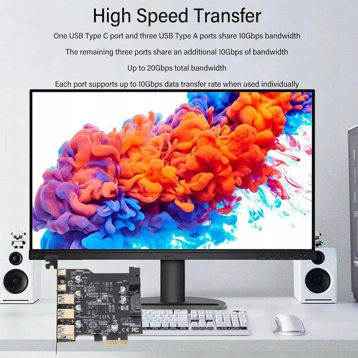 PCIE EXPANSION CARD TO USB 3.2 GEN 2 - 5 PORTS (3A+2C) Manufacturer code KARTA PCIE USB 3.2 GEN 2 ROZSZERZENIE 5