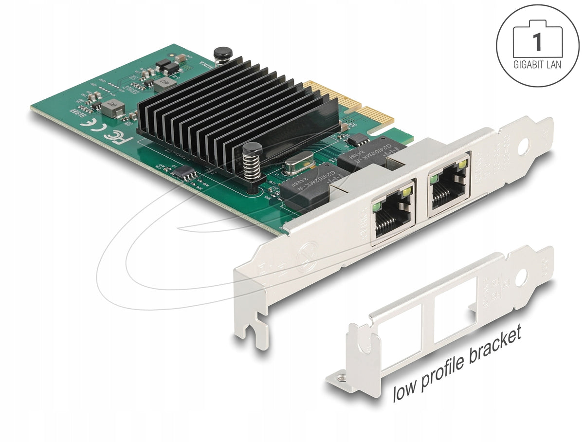 PCIe 2x RJ45 Gigabit LAN Delock 89021 card