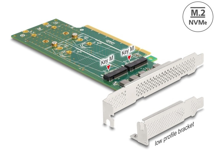 PCIe 4.0 x16 4xNVMe M.2KeyM 110mm Bifurcation Low Profile Delock 90090