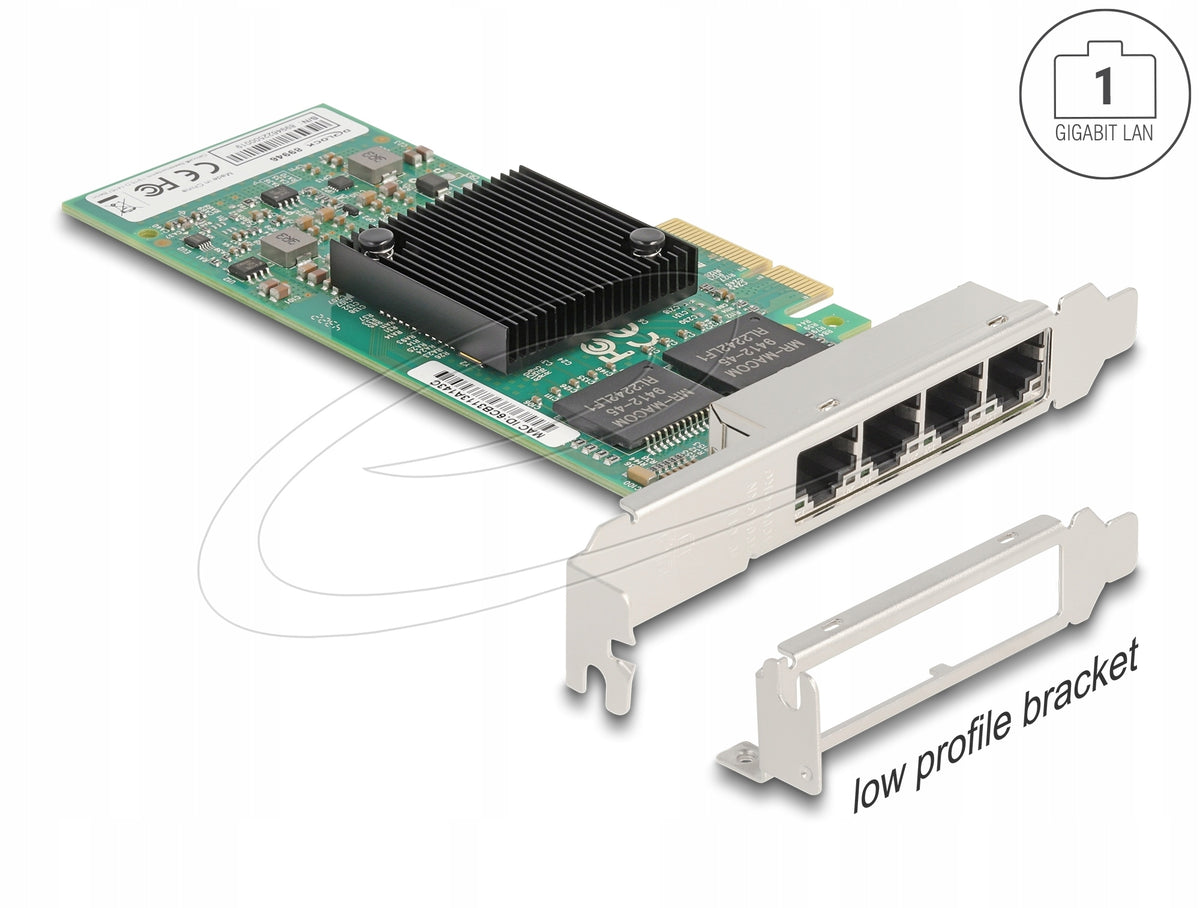 PCIe 4x RJ45 Gigabit LAN Delock 89946 card