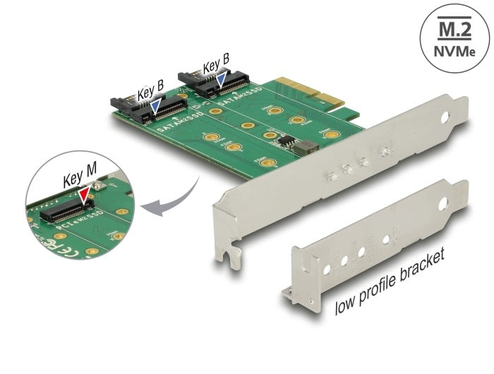 PCIe card 3x M.2 slot Low Profile Delock 89518