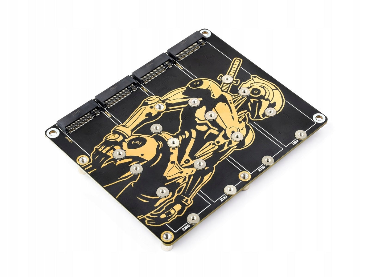 PCIe to 4×M.2 NVMe Adapter Board for Raspberry Pi 5 - Waveshare 30535