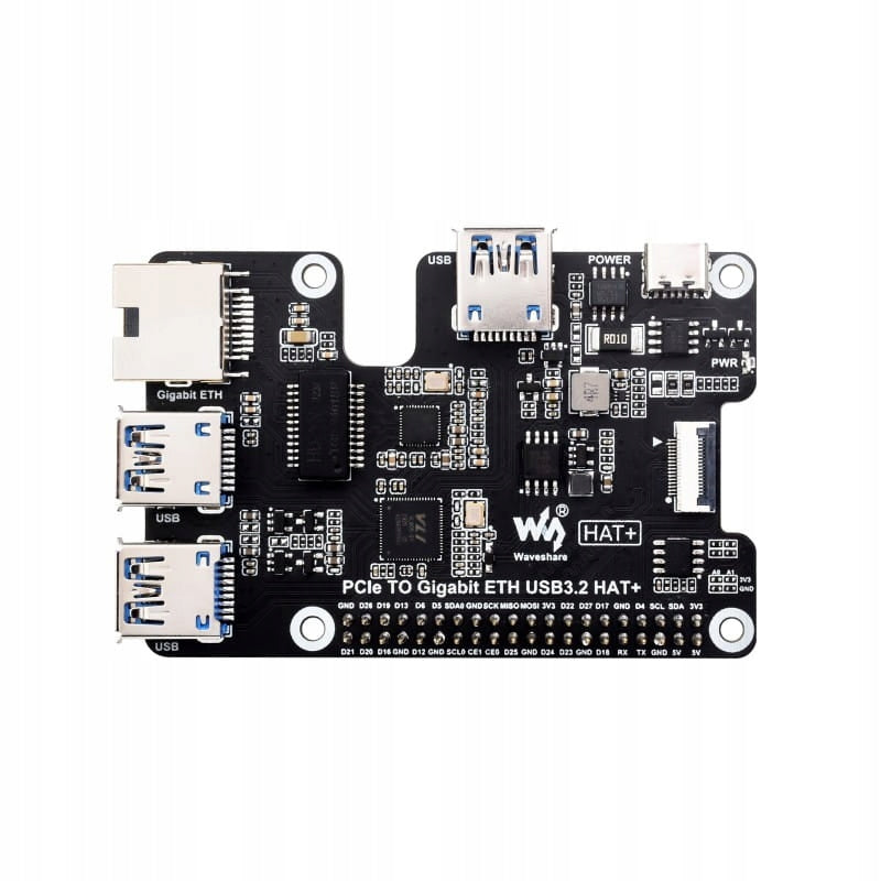 PCIe to Gigabit Ethernet USB 3.2 3xUSB Ethernet HAT for Raspberry Pi 5 Manufacturer WaveShare