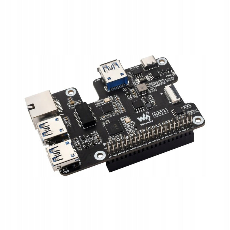 PCIe to Gigabit Ethernet USB 3.2 3xUSB Ethernet HAT for Raspberry Pi 5