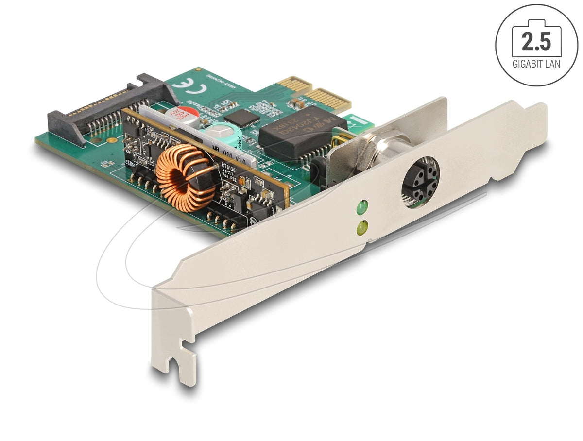 PCIe x1 1x M12 2,5 Gigabit LAN PoE+ Delock 90760 card