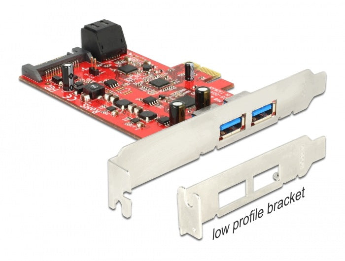 PCIe x1 2x USB 3.0 external card + 2x SATA 6Gb/s internal Delock 89389