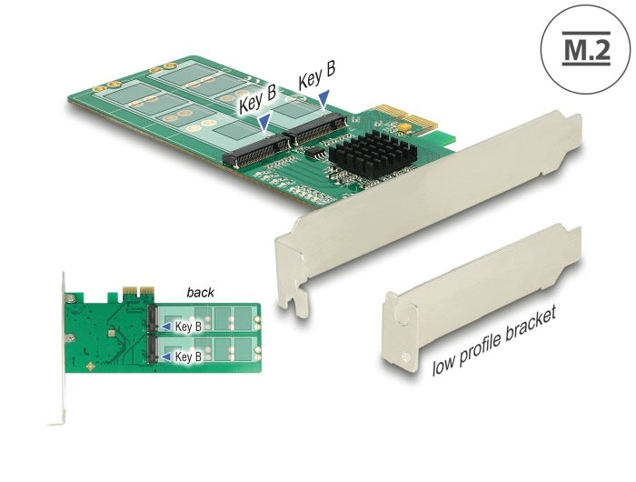 PCIe x2 4x M.2 Key B Low Profile Delock 89588