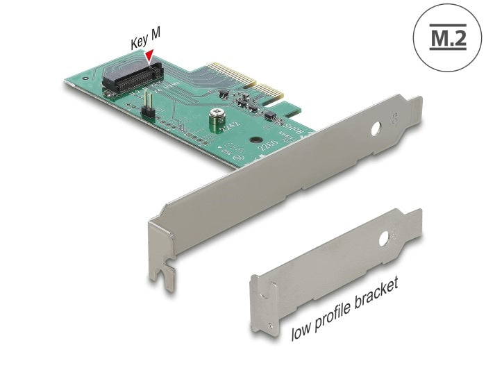 PCIe x4 1x NVMe M.2 Key M 80mm Low Profile Delock 89370