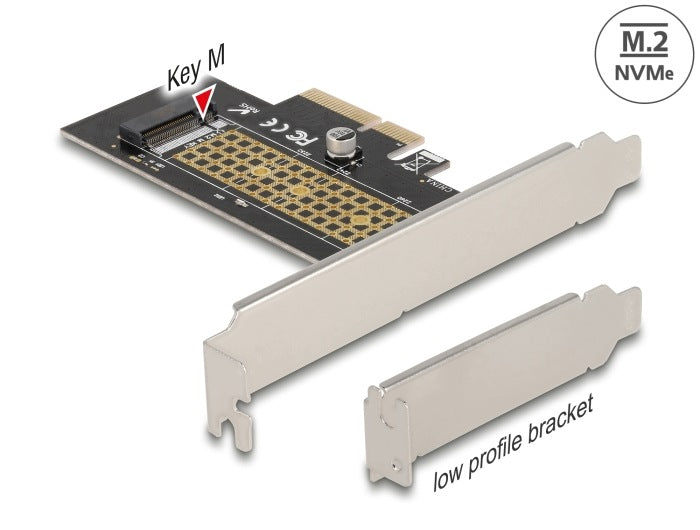 PCIe x4 1x NVMe M.2 Key M 80mm Low Profile Delock 90047