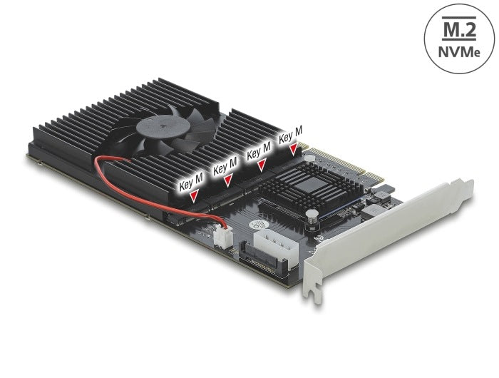 PCIe x8/x16 4x NVMe M.2 Key M Delock 90409
