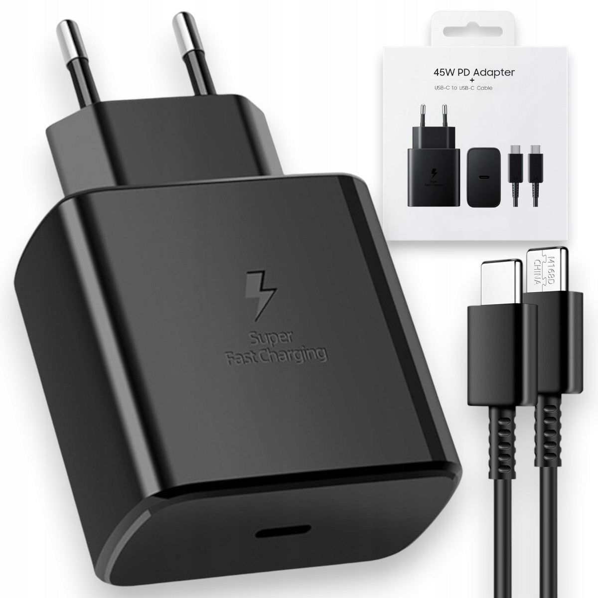 PD 45W CHARGER FAST CHARGING FOR SAMSUNG + USB-C CABLE 1M