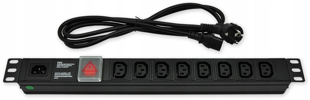 PD.8C13.C14 - 19" napájecí panel, 1U, 8x IEC C13, vypínač