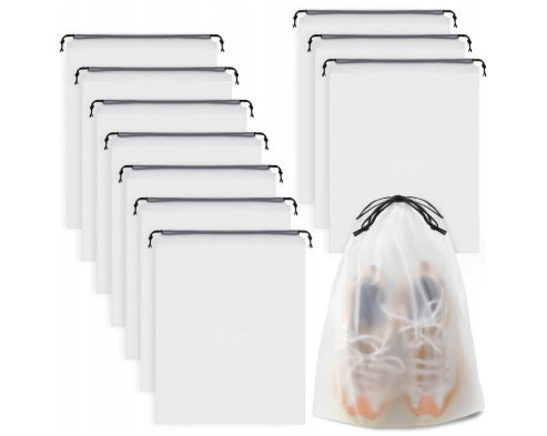 PE DRAWSTRING SHOE BAGS WATERPROOF TRANSPARENT 10 PCS FOR HOME