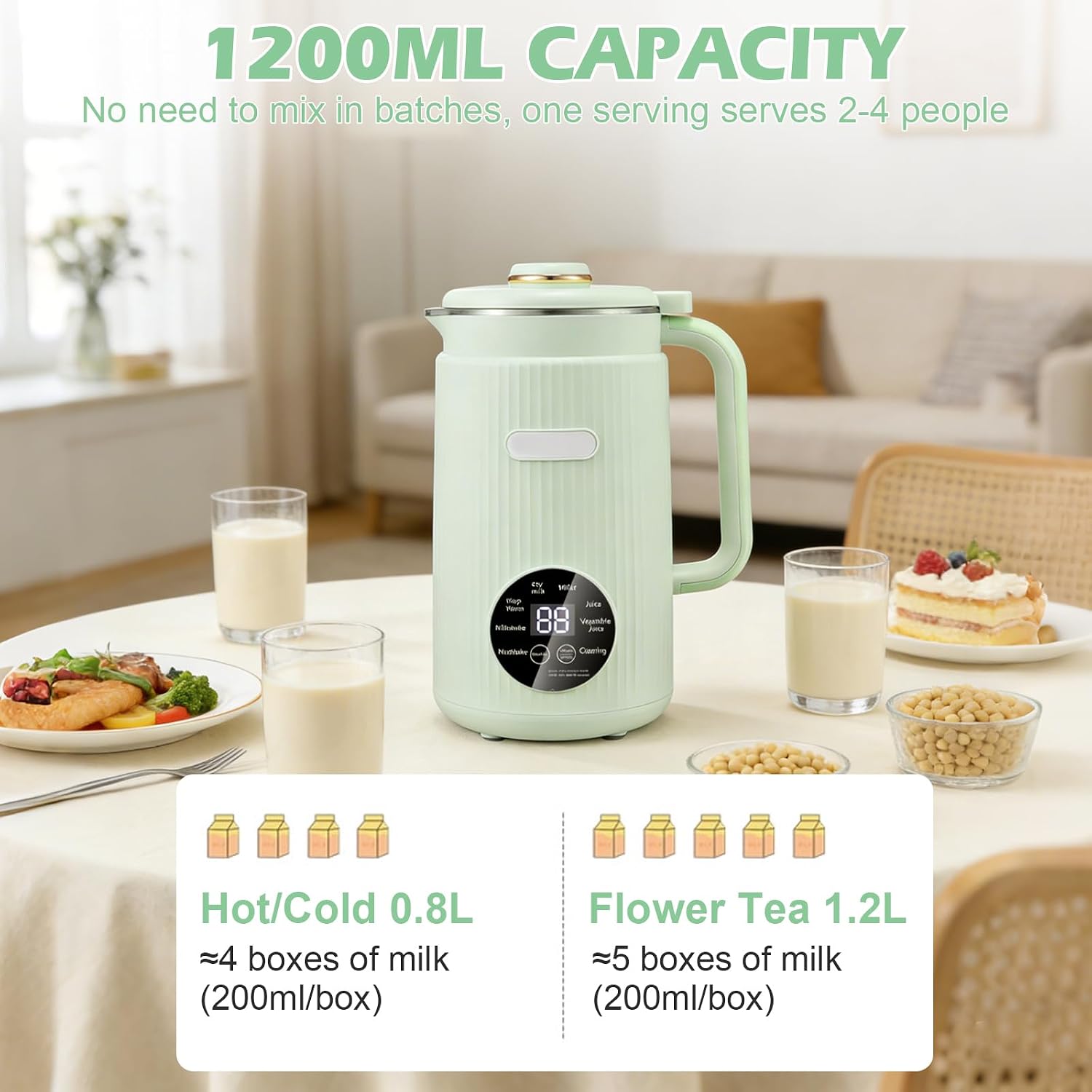 PEANUT MILK MACHINE 1200ML AUTOMATIC 8IN1 SELF CLEANING Power rating 18 W