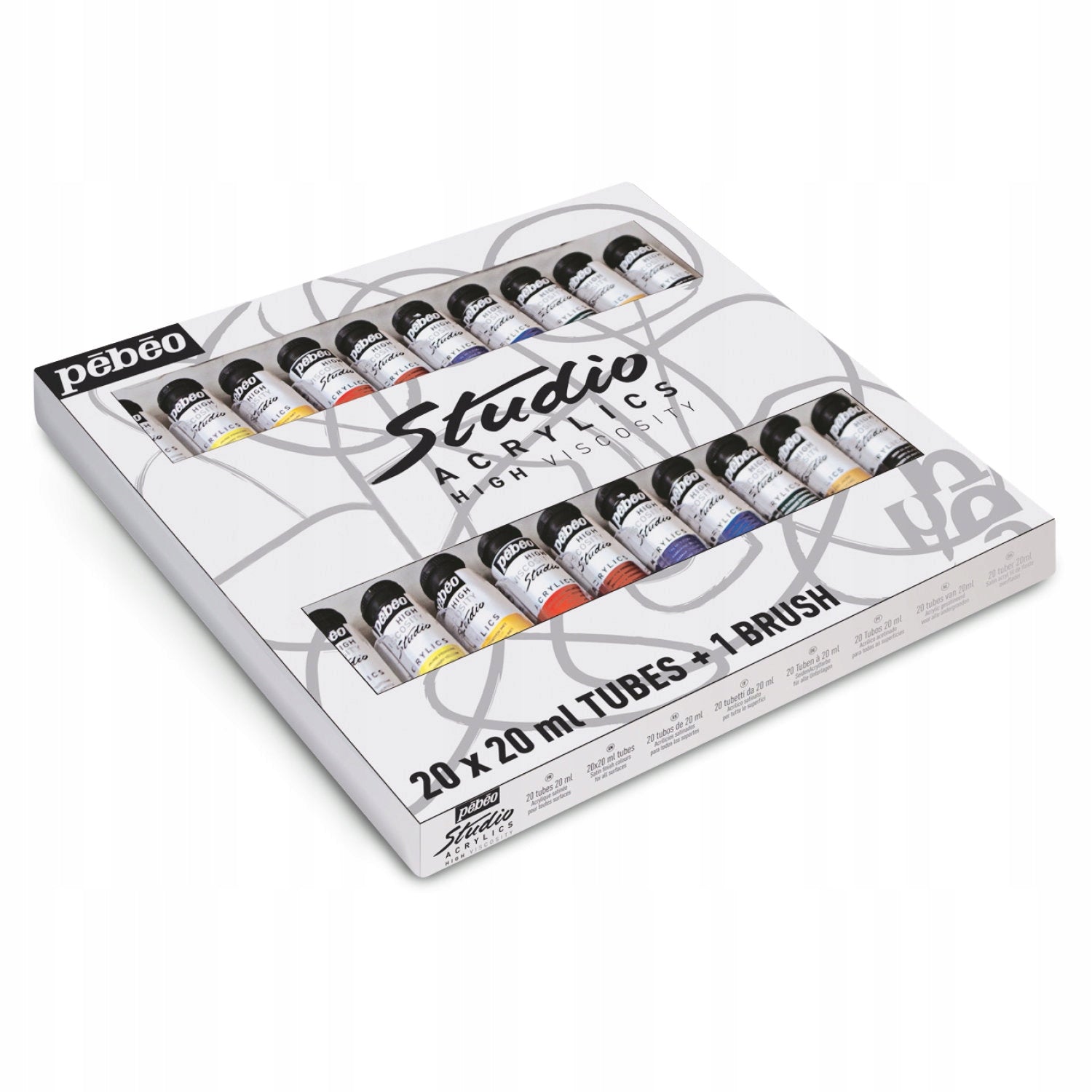Acrylfarben-Set STUDIO 20x20ml + Pinsel 