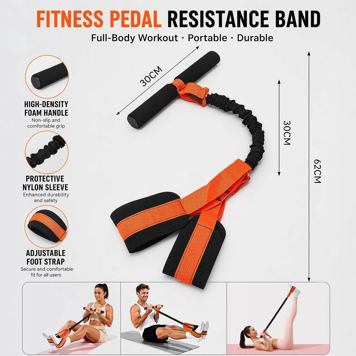 PEDAL RESISTANCE BAND WITH HANDLE FITNESS ABDOMINAL TRAINER Brand no brand
