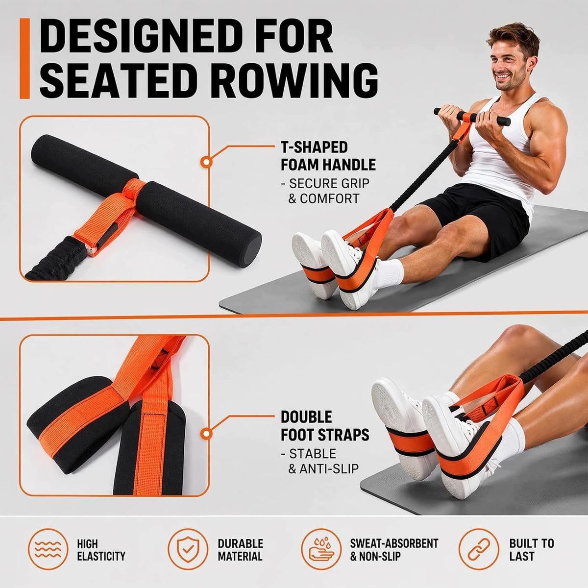 PEDAL RESISTANCE BAND WITH HANDLE FITNESS ABDOMINAL TRAINER Width 0 mm