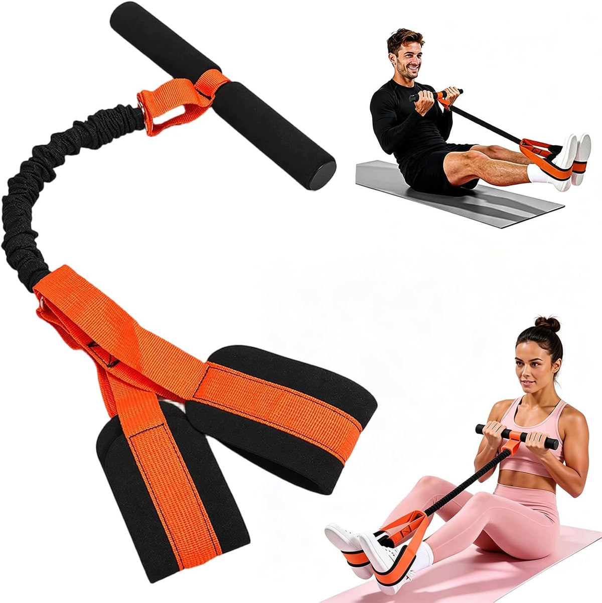 PEDAL RESISTANCE BAND WITH HANDLE FITNESS ABDOMINAL TRAINER