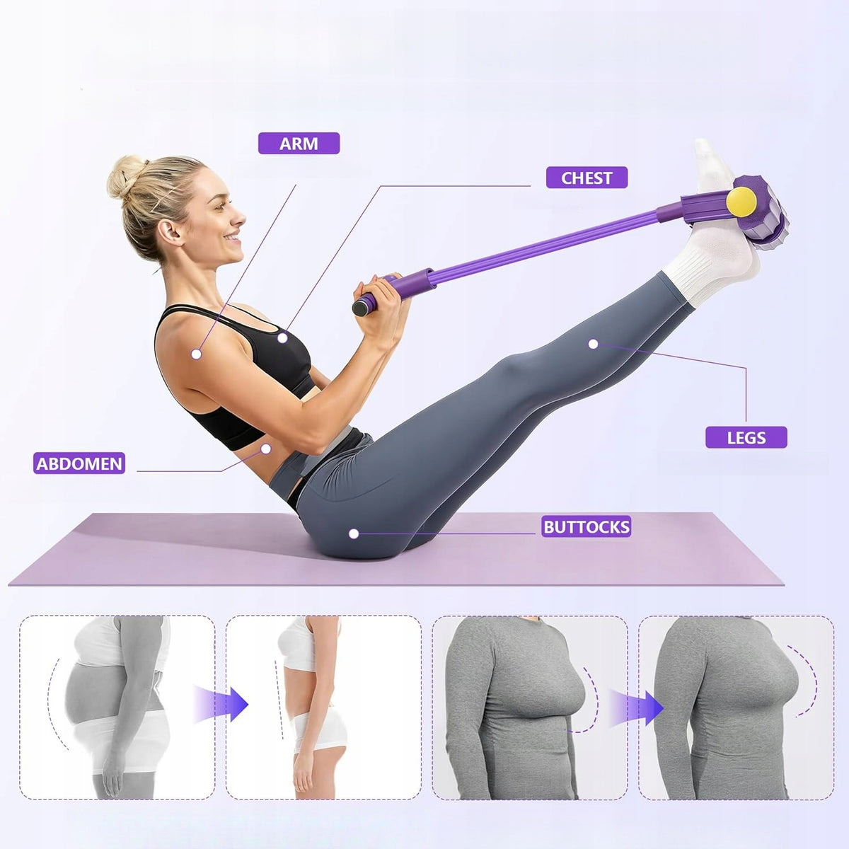 PEDAL RESISTANCE TAPE WITH HANDLE FOR FITNESS - 4 PIPE RESISTANCE TAPE Packaging status original