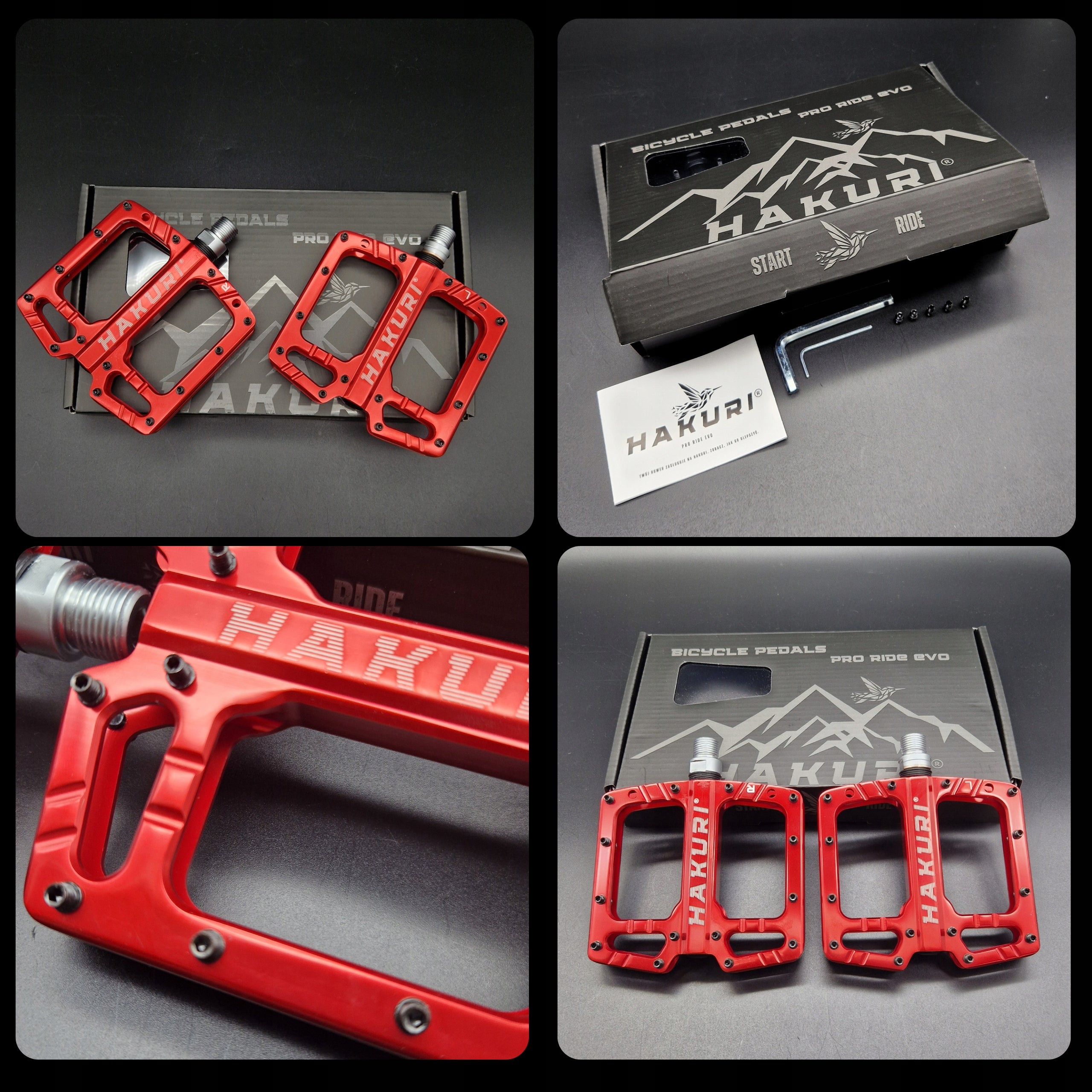 PEDALS RED PLATFORM ALUMINUM LIGHTWEIGHT 3 MTB PINS Machine Bearings Color red
