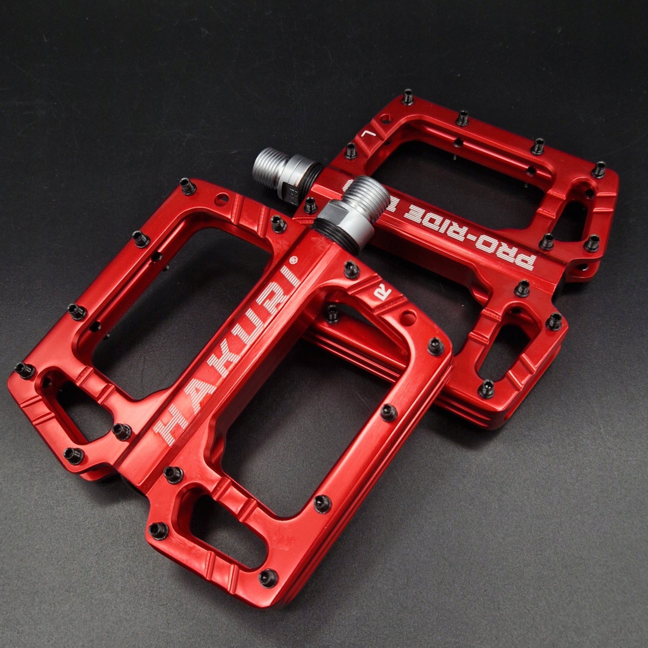 PEDALS RED PLATFORM ALUMINUM LIGHTWEIGHT 3 MTB PINS Machine Bearings Manufacturer code PEDAŁY PLATFORMOWE HAKURI RED PRO-RIDE
