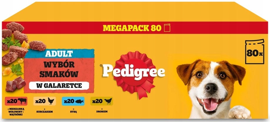 PEDIGREE Sachet Jelly Adult Poultry Beef Chicken Fish 80x100g