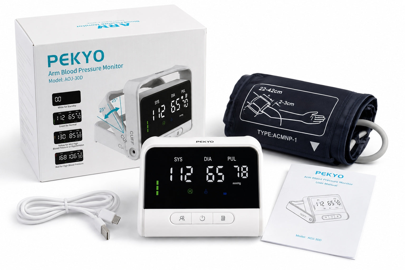 PEKYO AOJ-30D LCD USB shoulder blood pressure monitor + cuff