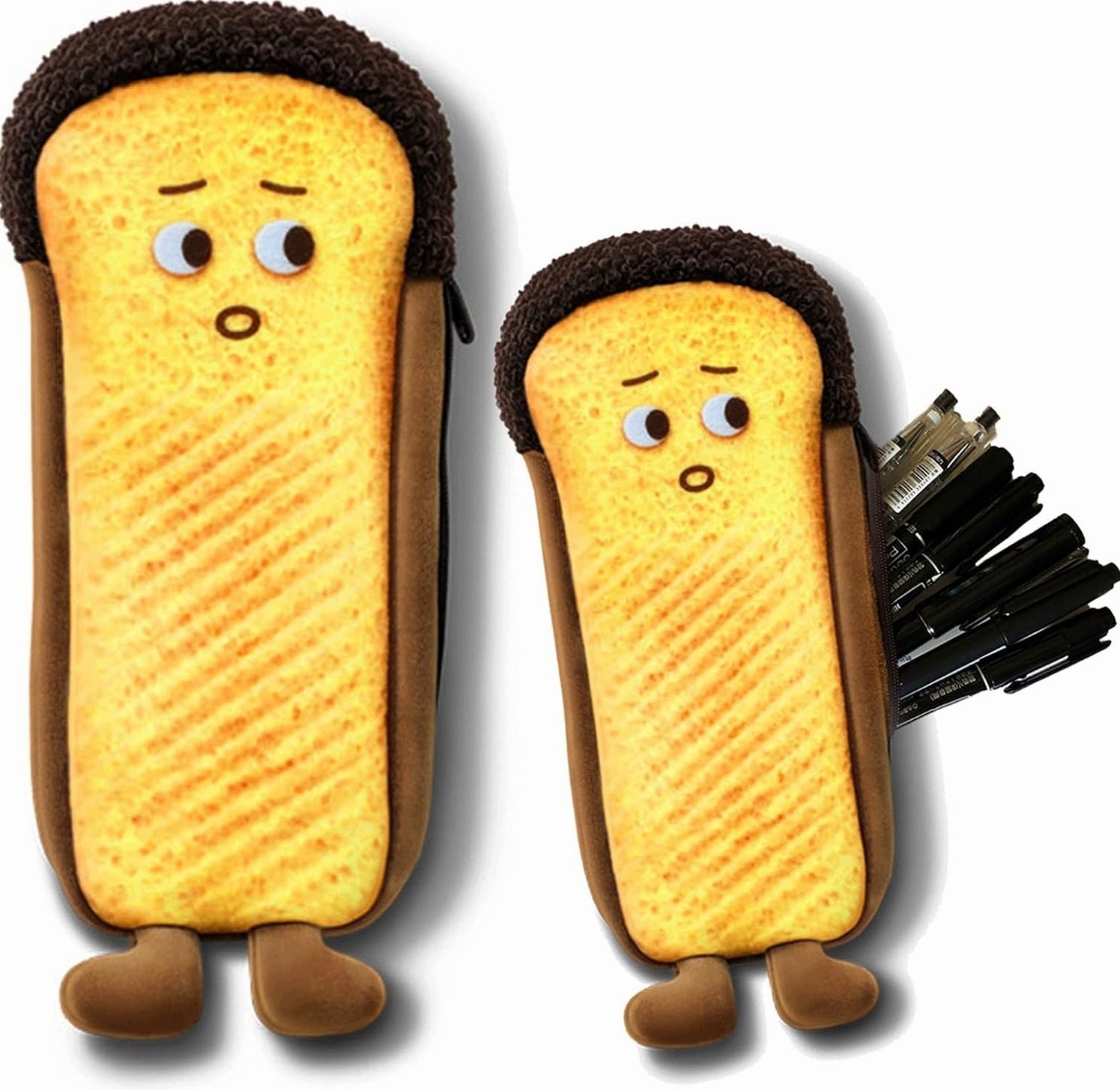 PENCIL CASE PLUSH SOFT FLUFFY TOAST BREAD FUN SCHOOL LARGE