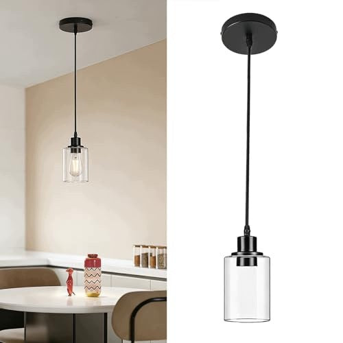 PENDANT LAMP BLACK RETRO GLASS METAL FOR BEDROOM LIVING ROOM DINING ROOM E27 Brand no brand