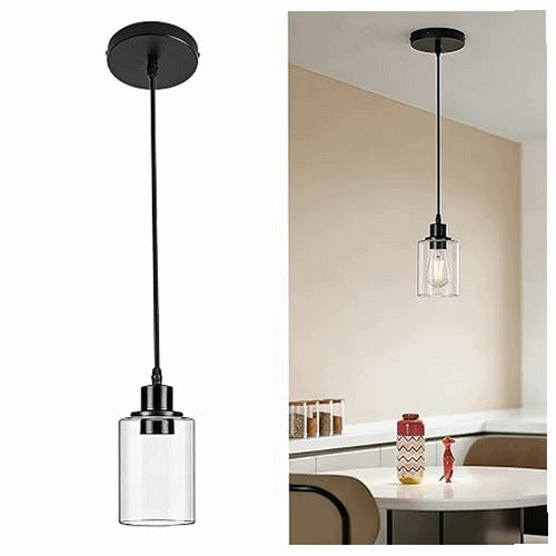 PENDANT LAMP BLACK RETRO GLASS METAL FOR BEDROOM LIVING ROOM DINING ROOM E27