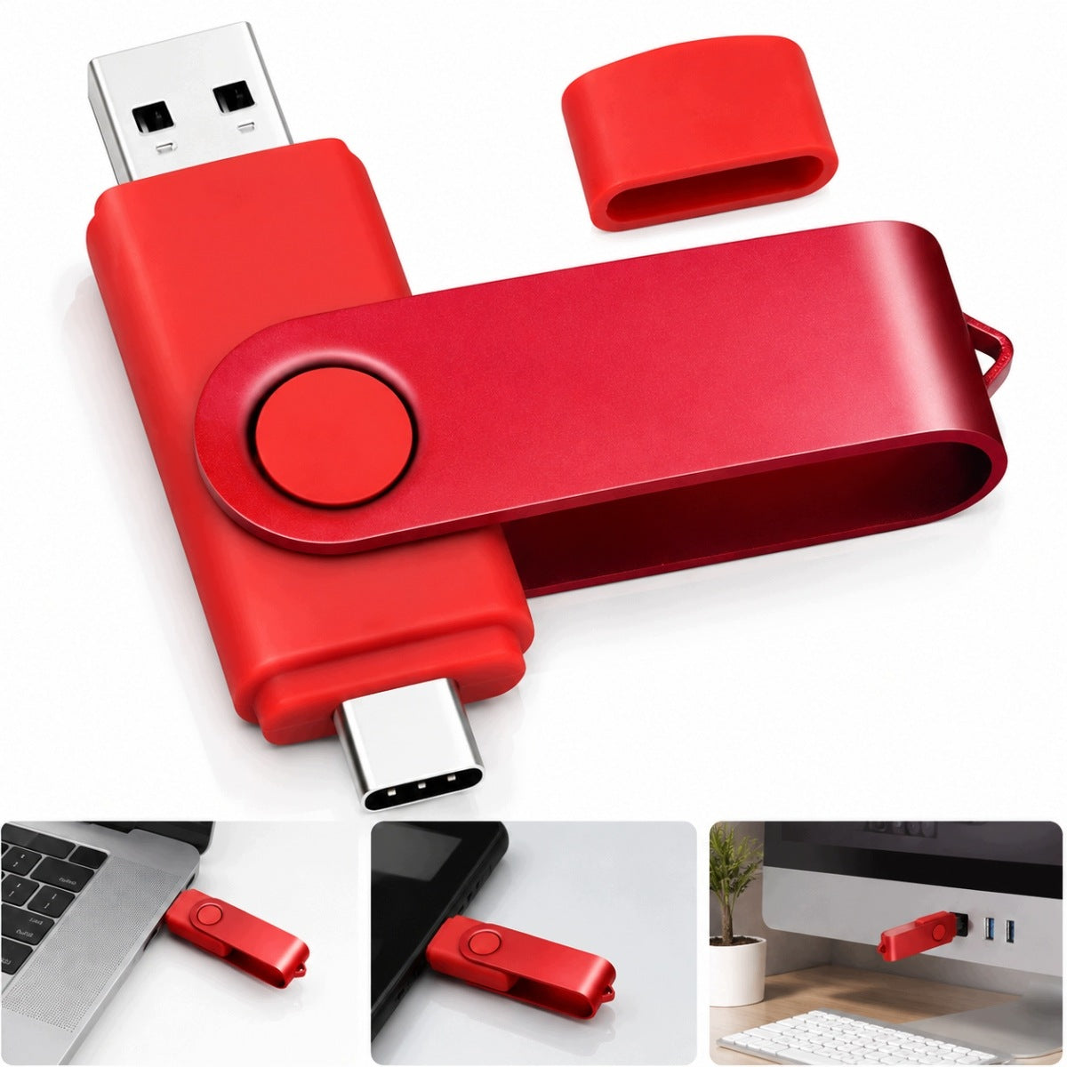 PENDRIVE DRIVE 512GB USB MEMORY USB-C METAL ROTATING DESIGN