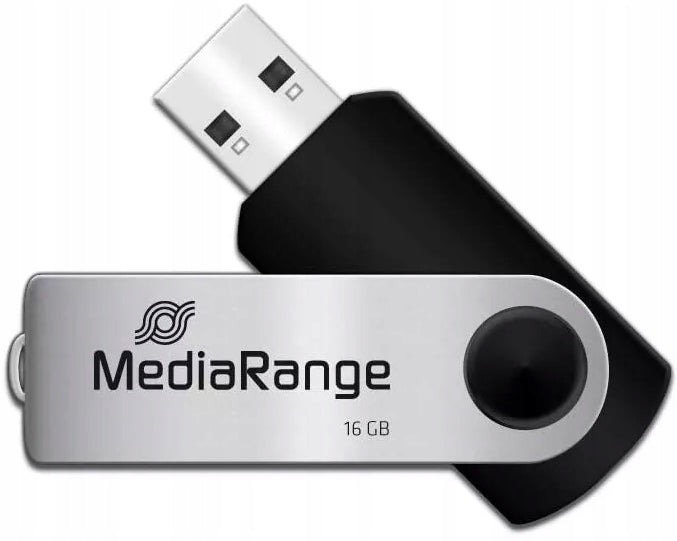 PENDRIVE MEDIARANGE 16 GB USB 2.0 ROTATING METAL x10 Capacity 16 GB
