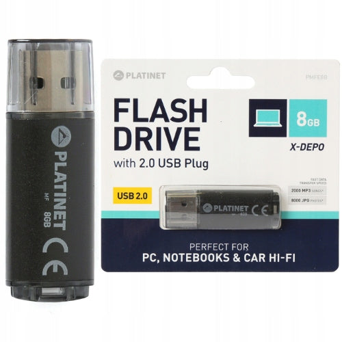 PENDRIVE PLATINET X-Depo USB 2.0 8 GB ALUMINUM ENCLOSURE BLACK