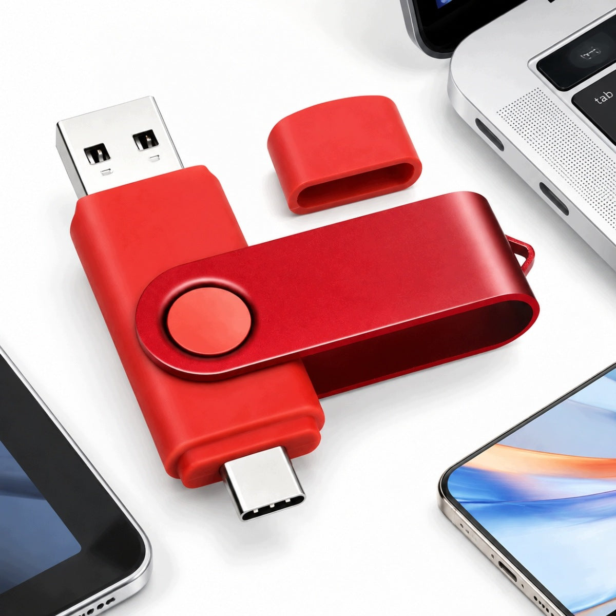 PENDRIVE RED METAL 512GB 2IN1 USB 2.0,USB-A + TYPE-C