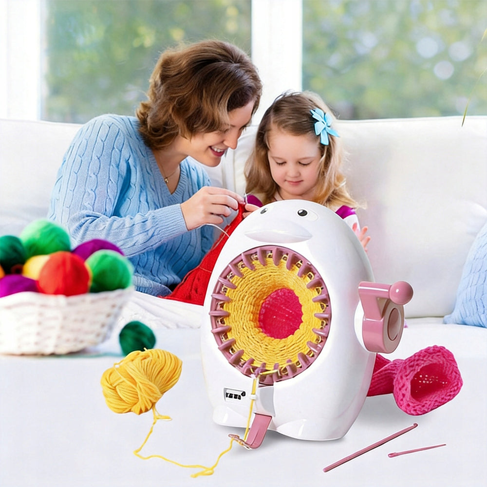 PENGUIN KNITTING MACHINE 22 NEEDLES HOME CRAFTS KIT Dominant color pink