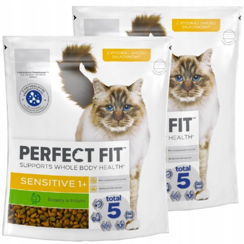PERFECT FIT Sensitive 1+ 2x750g Turkey-rich cat food