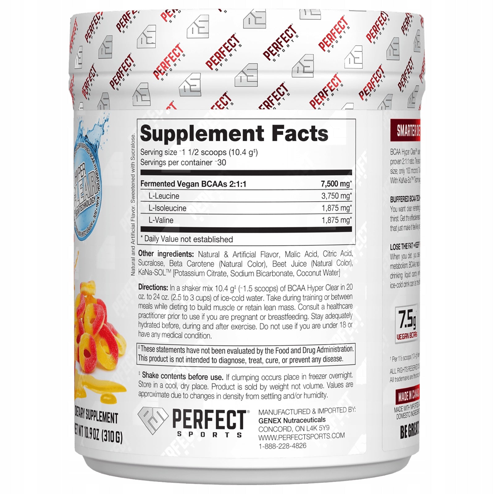 PERFECT Sports, BCAA Hyper Clear, intense peach circles, 310 g Expiration date at least 3 months from the date of purchase