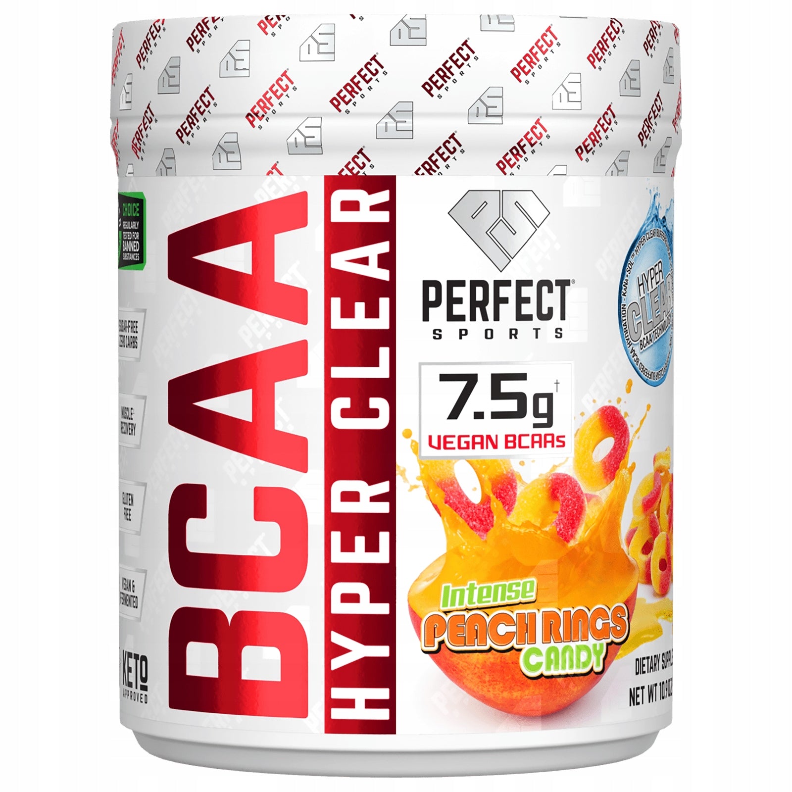 PERFECT Sports, BCAA Hyper Clear, intense peach circles, 310 g