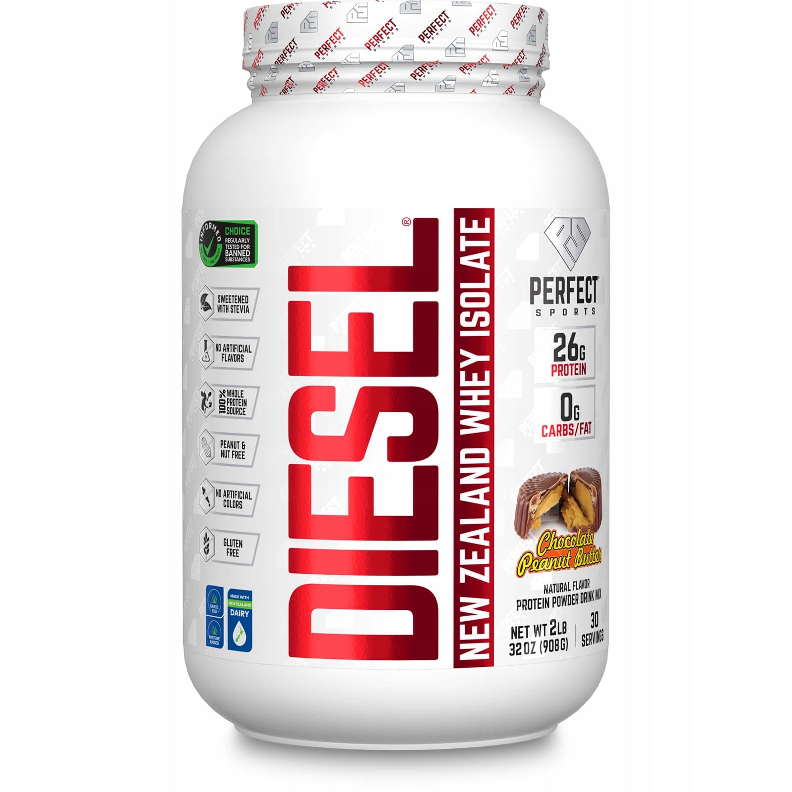 PERFECT Sports, Diesel, New Zealand whey isolate, chocolate butter or