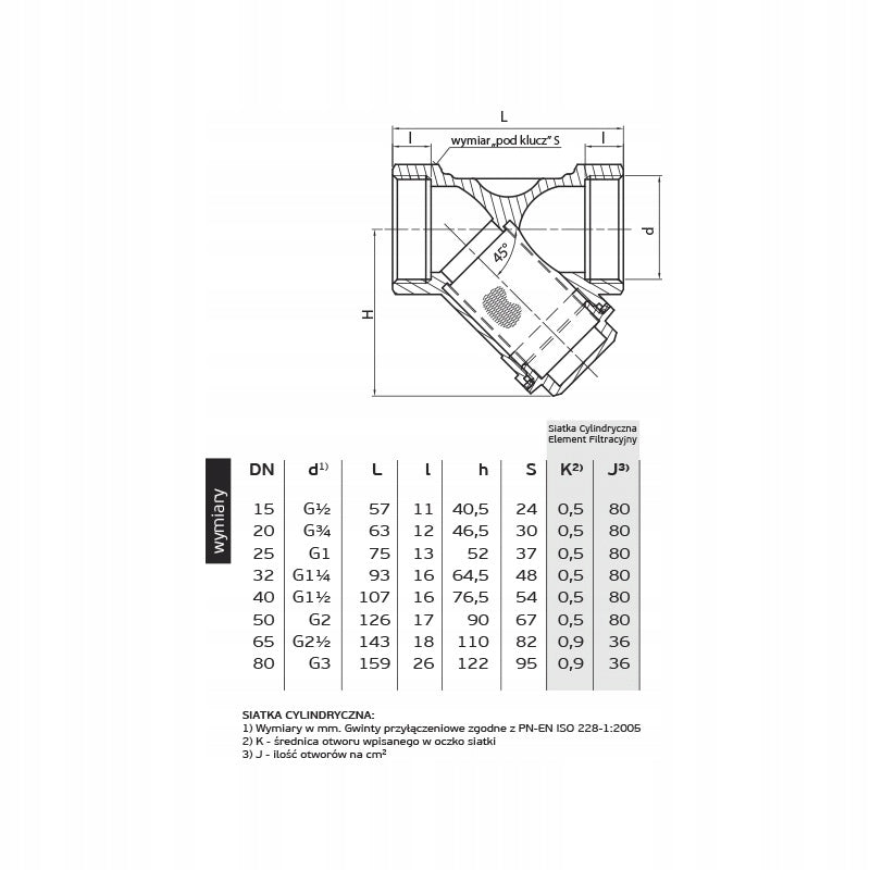 PERFEXIM ANGLED MESH FILTER FOR WATER DN20 WWPN25 Manufacturer code 03-060-0200-000