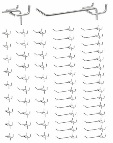 PERFORATED BOARD WALL HOOKS SET OF 60 STAINLESS STEEL