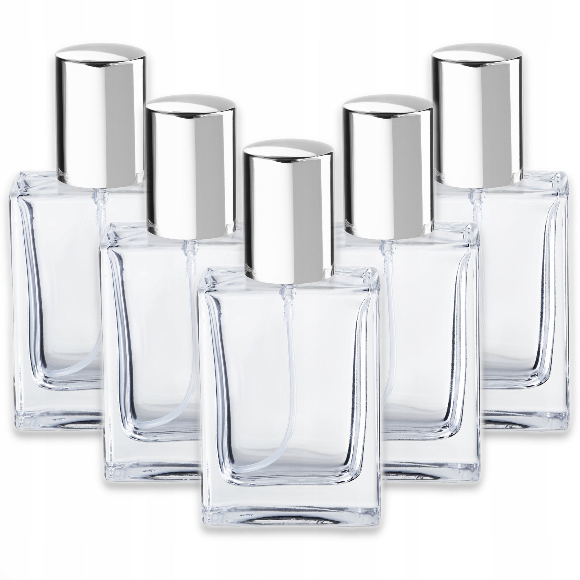 PERFUME BOTTLE 30 ML WITH SILVER ATOMIZER AND MINDY CAP [2] 5 PIECES