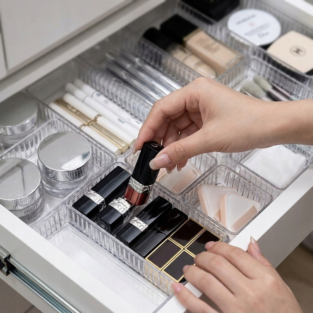 PERFUME ORGANIZER UNIVERSAL COSMETICS FOR DRAWER MODULAR CONTAINER Reinforcement type plastic