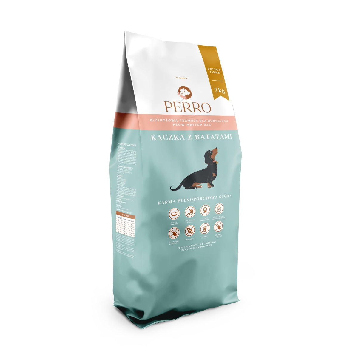 PERRO Dry Duck Food with Batatas for Adult Small Breed Dogs 3kg