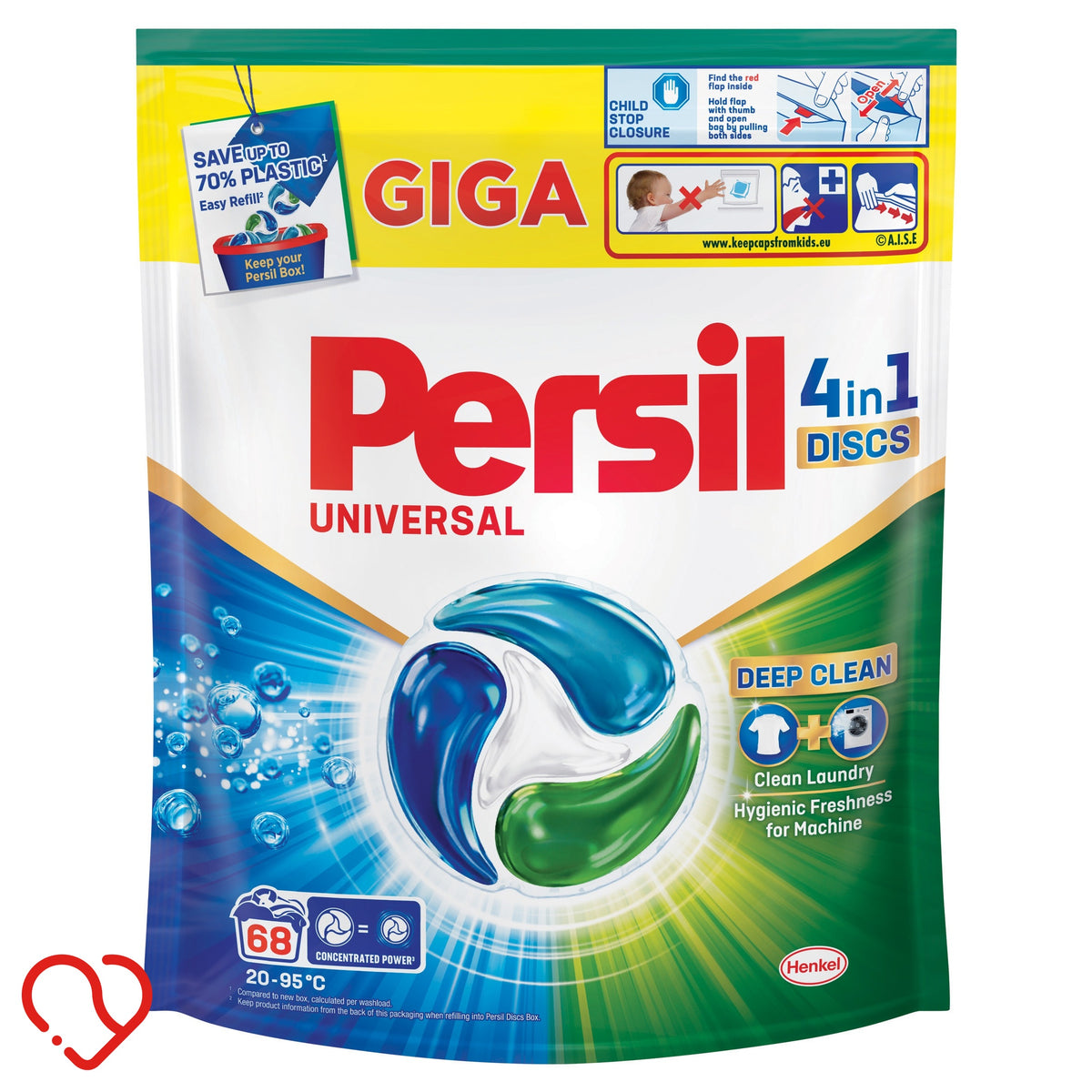 PERSIL CAPSULES WASHING TABLETS DISCS 4 IN 1 UNIVERSAL GIGA PACK 68 PACK