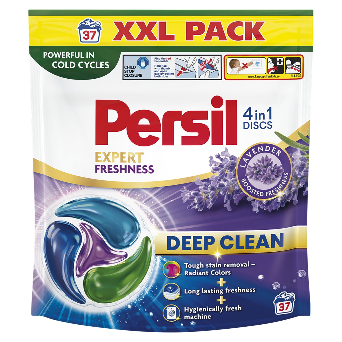 PERSIL DISCS 4 in 1 EXPRERT FRESHNESS LAVENDER WASHING CAPSULES 37 Pack Manufacturer code 0001