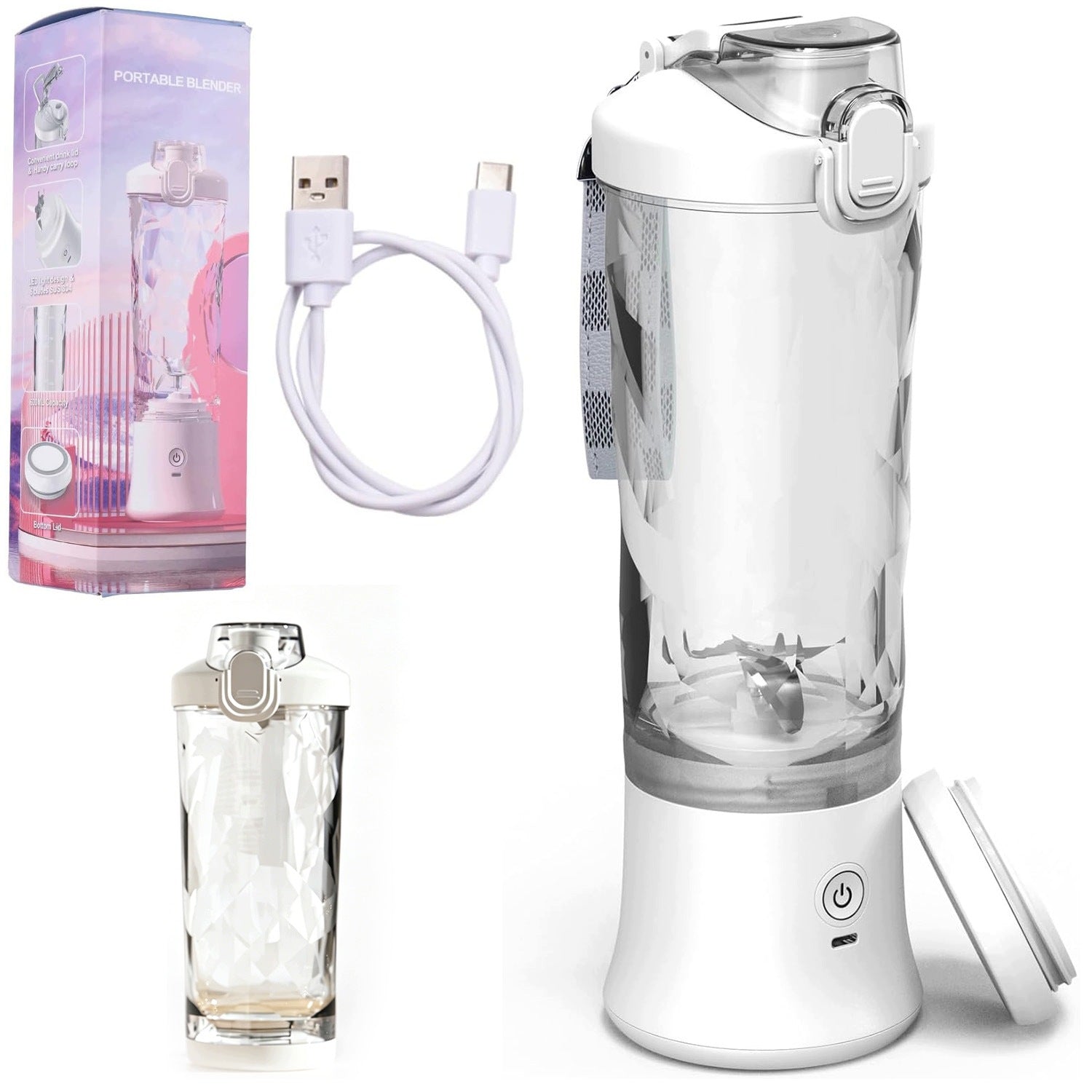 PERSONAL GLASS CUP BLENDER 600ML FOR SMOOTHIES AND COCKTAILS WITH WATER BOTTLES