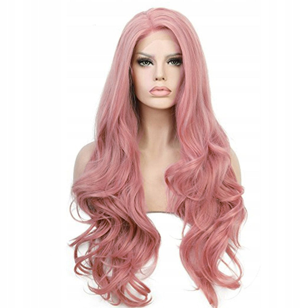 Perücke, langes lockiges Haar, rosa, W89 